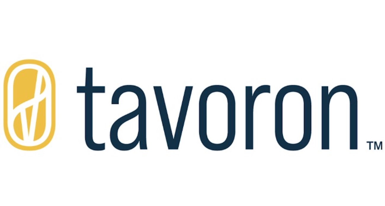 Tavoron logo featuring gold icon and navy blue text wordmark